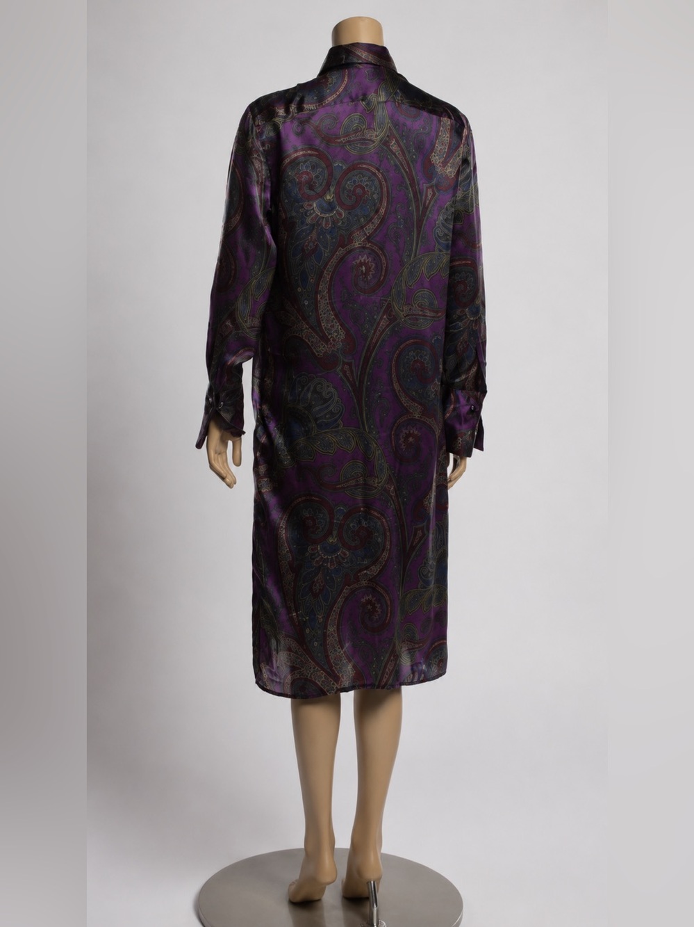 Ralph Lauren Collection Purple Label Maxi Shirt Dress Paisley Button Up Silk 4 S - Picture 11 of 12